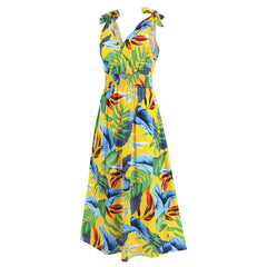 Halina bedrukte tropische jurk