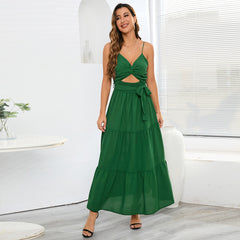 Rania Elegant V-Neck Maxi Cami Dress