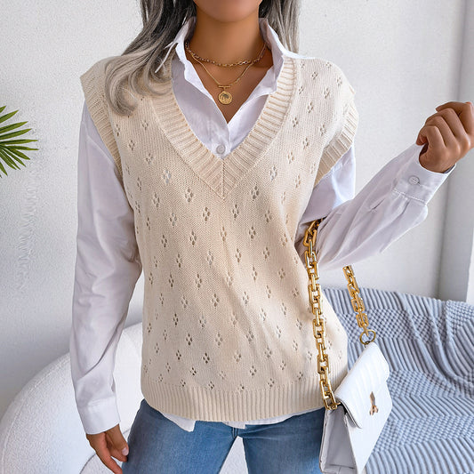 Lucia V neck Knit Vest Sweater